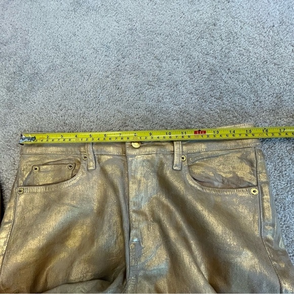 LAUREN Ralph Lauren metallic gold distressed faded stretchy slim fit jeans Sz 10 - Picture 10 of 14